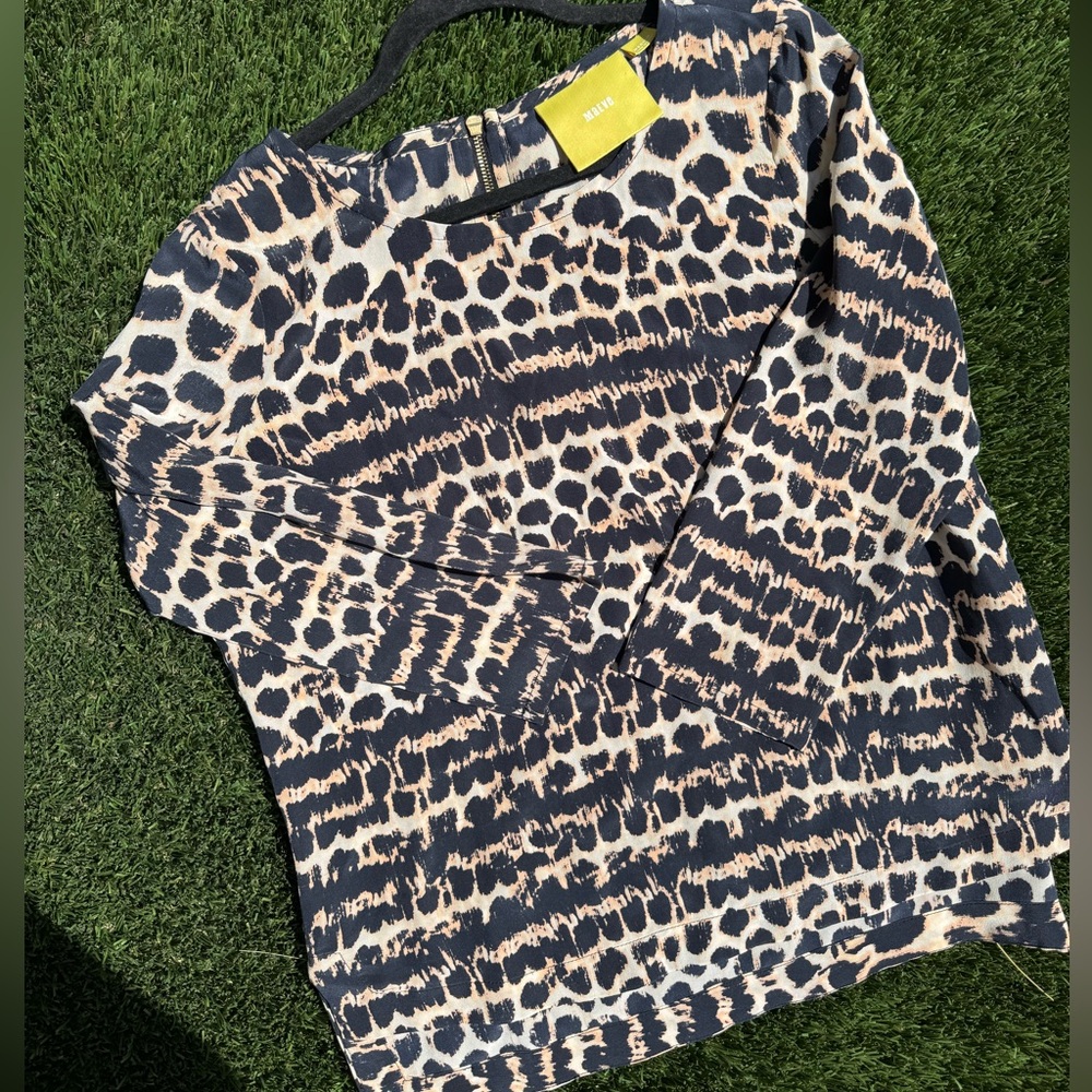 Anthropology Maeve Women's 100% Silk Animal Print Blouse